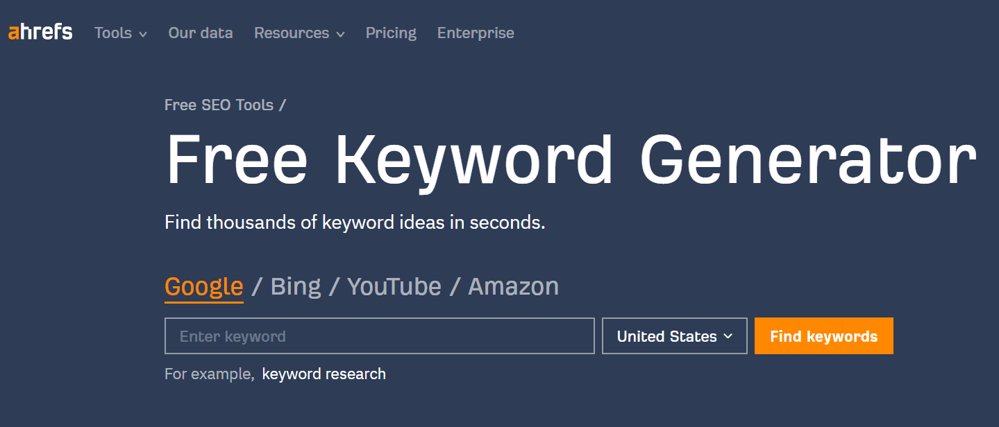 Ahrefs Free Keyword Generator